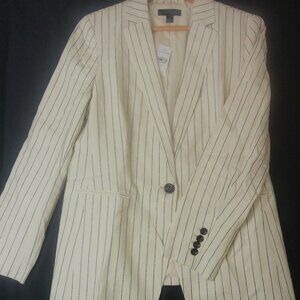 NWT Ann Taylor Ivory Pinstripe Blazer Women’s Size 10 Single Button Career